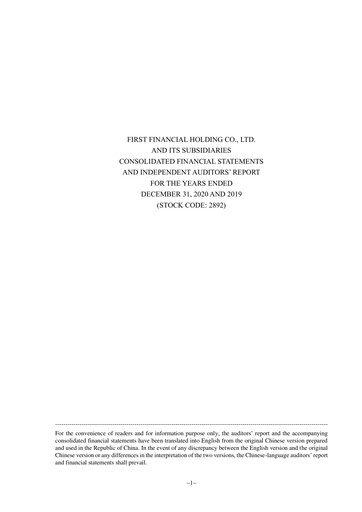 Thumbnail First Financial Holding Financial Statement 2020