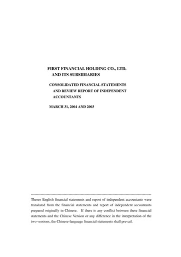 Thumbnail First Financial Holding Quarterly Report 2004-q1