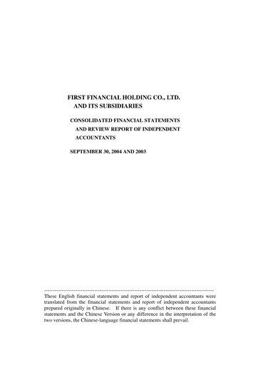 Thumbnail First Financial Holding Quarterly Report 2004-q3