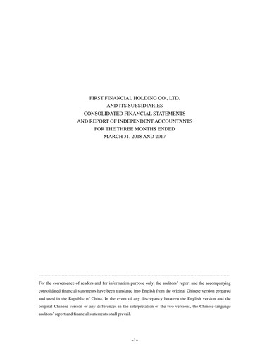 Thumbnail First Financial Holding Quarterly Report 2018-q1