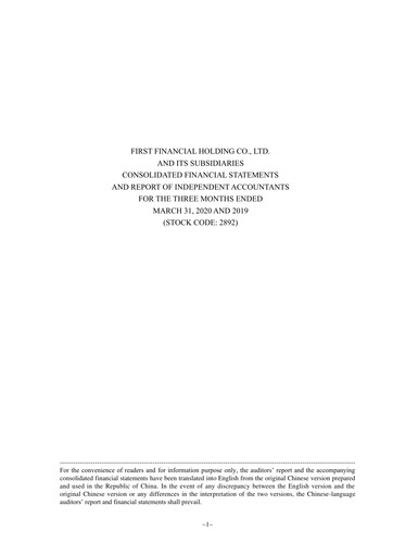 Thumbnail First Financial Holding Quarterly Report 2020-q1