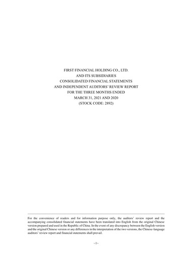 Thumbnail First Financial Holding Quarterly Report 2021-q1