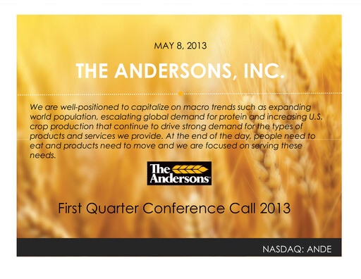 Thumbnail The Andersons, Inc. Quarterly Report 2013-q1