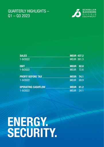 Thumbnail Schoeller-Bleckmann Oilfield Equipment Quarterly Report 2023-q3