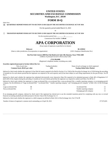 Thumbnail APA Corporation Quarterly Report 2021-q1