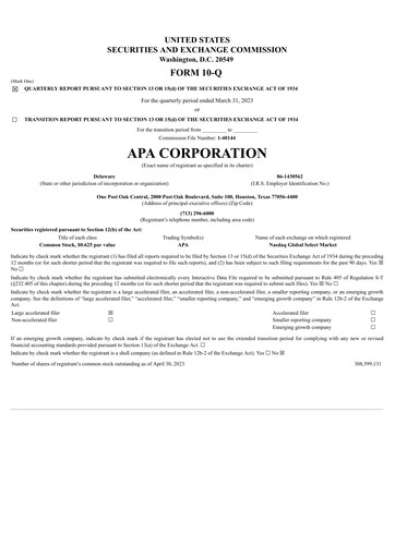 Thumbnail APA Corporation Quarterly Report 2023-q1