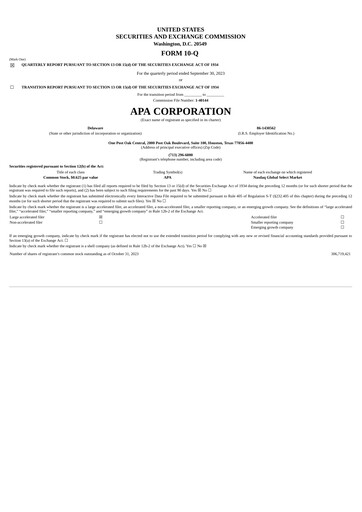 Thumbnail APA Corporation Quarterly Report 2023-q3