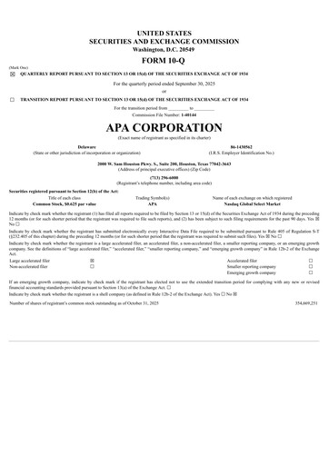Thumbnail APA Corporation Quarterly Report 2025-q3