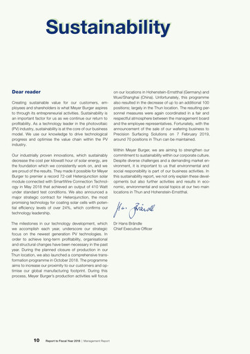 Thumbnail Meyer Burger Technology Sustainability Report 2018