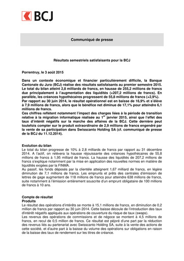 Thumbnail Banque Cantonale du Jura Half-year Report 2015-h1