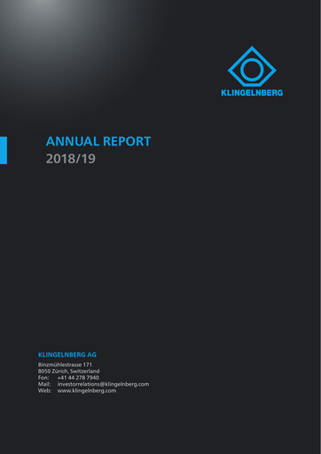 Miniature Klingelnberg AG Rapport annuel 2018-2019