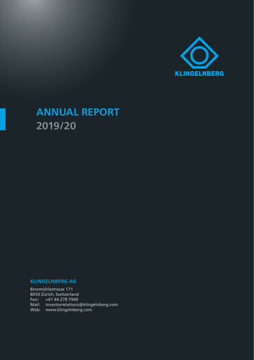 Miniature Klingelnberg AG Rapport annuel 2019-2020