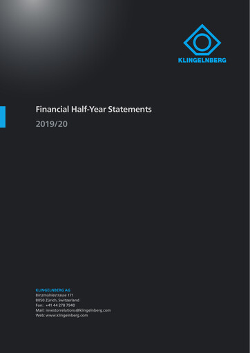 Thumbnail Klingelnberg AG Half-year Report 2019-2020