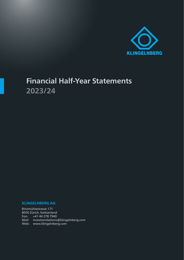 Thumbnail Klingelnberg AG Half-year Report 2023-2024