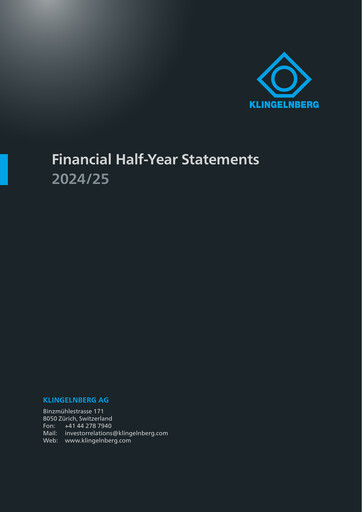 Thumbnail Klingelnberg AG Half-year Report 2024-2025