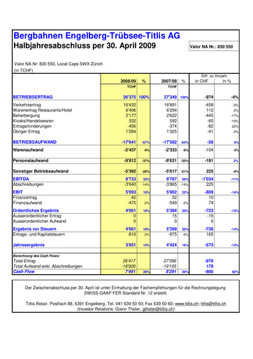 Thumbnail Bergbahnen Engelberg-Trübsee-Titlis Half-year Report 2008-2009