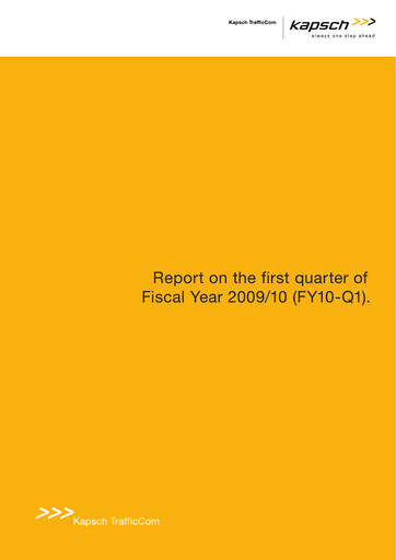 Thumbnail Kapsch TrafficCom Quarterly Report 2009-q1