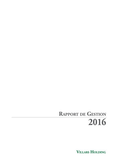 Thumbnail Villars Holding Annual Report 2016
