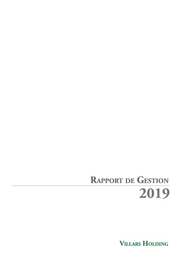 Thumbnail Villars Holding Annual Report 2019