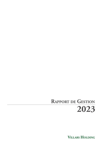 Thumbnail Villars Holding Annual Report 2023