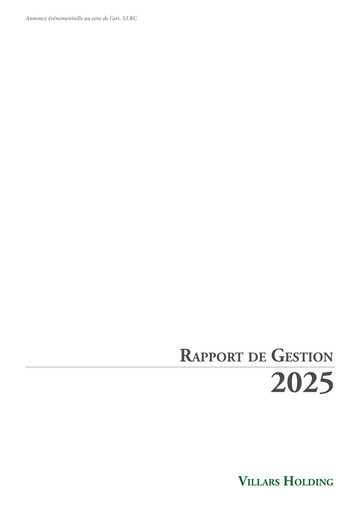 Miniature Villars Holding Rapport annuel 2025