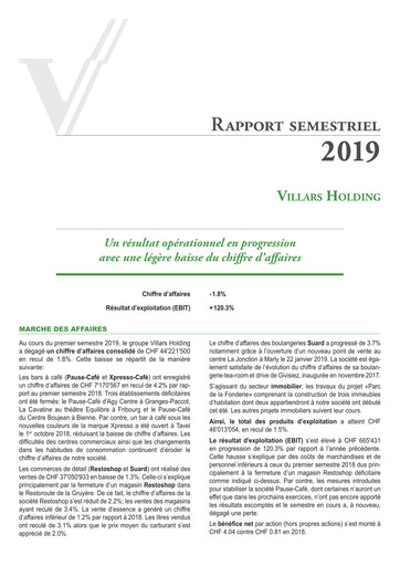 Thumbnail Villars Holding Half-year Report 2019-h1
