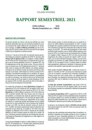 Thumbnail Villars Holding Half-year Report 2021-h1