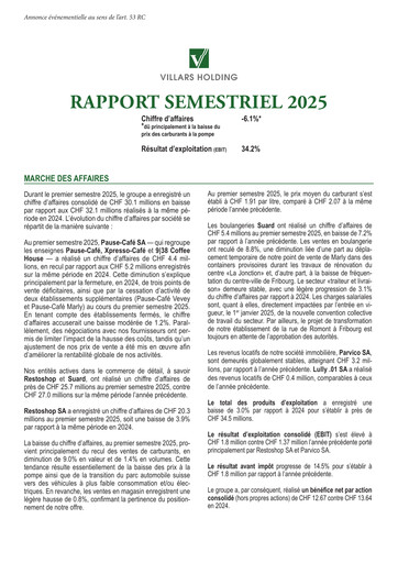 Thumbnail Villars Holding Half-year Report 2025-h1