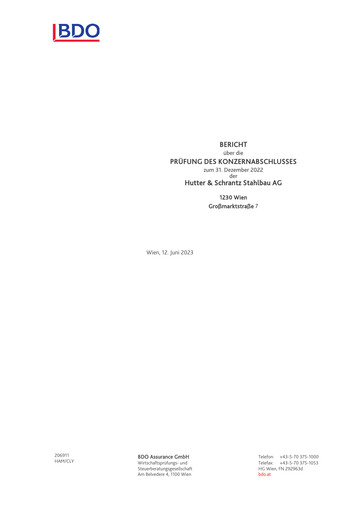 Thumbnail Hutter & Schrantz Stahlbau AG Annual Report 2022