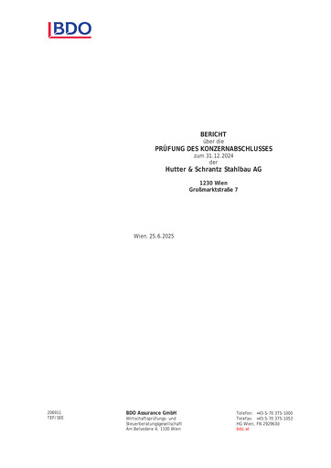 Thumbnail Hutter & Schrantz Stahlbau AG Annual Report 2024