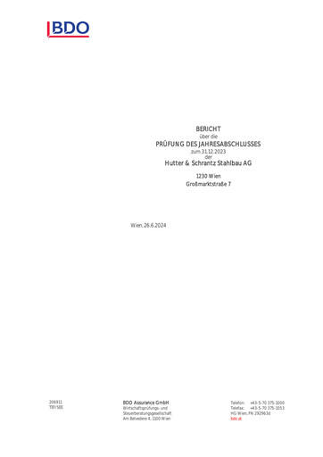 Thumbnail Hutter & Schrantz Stahlbau AG Financial Statement 2023