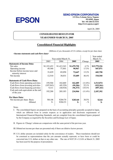 Thumbnail Seiko Epson Corporation Financial Statement fy2004