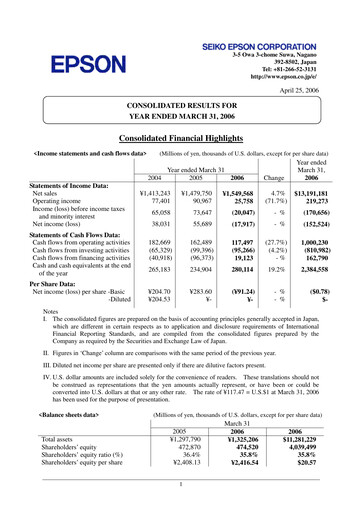 Thumbnail Seiko Epson Corporation Financial Statement fy2005