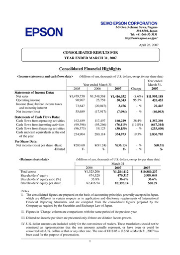 Thumbnail Seiko Epson Corporation Financial Statement fy2006