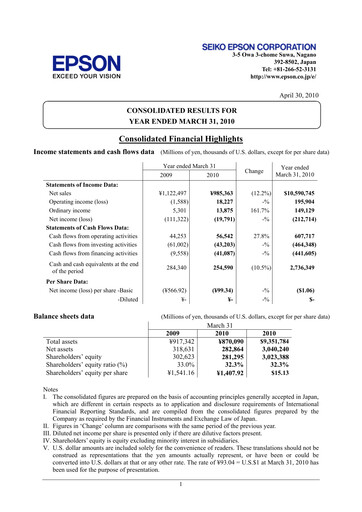 Thumbnail Seiko Epson Corporation Financial Statement fy2009