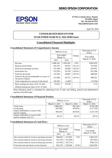 Thumbnail Seiko Epson Corporation Financial Statement fy2015