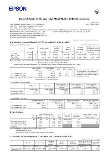 Thumbnail Seiko Epson Corporation Financial Statement fy2022