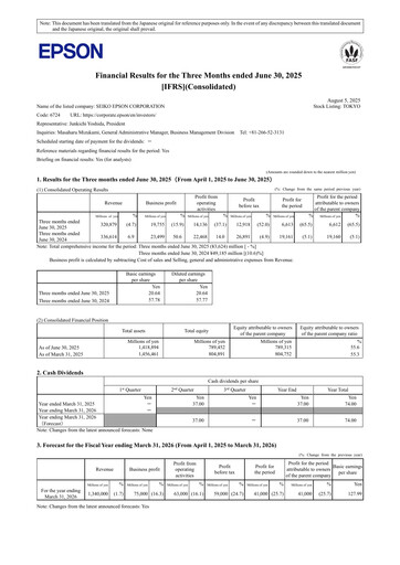 Thumbnail Seiko Epson Corporation Quarterly Report 2025-q1