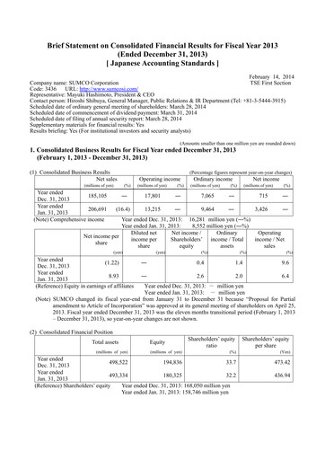 Thumbnail Sumco Corporation Financial Statement 2013