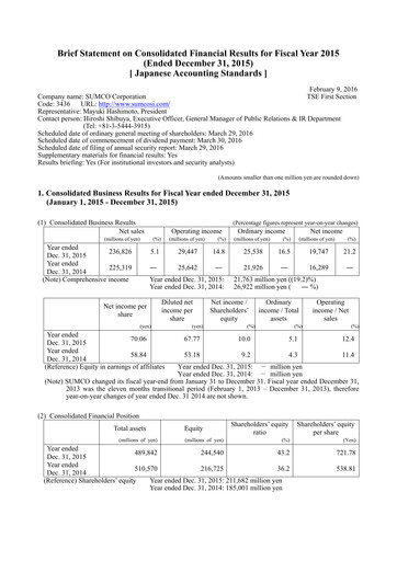 Thumbnail Sumco Corporation Financial Statement 2015