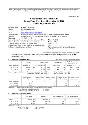 Thumbnail Sumco Corporation Financial Statement 2024