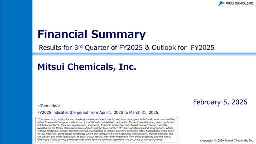 Thumbnail Mitsui Chemicals Quarterly Report 2025-q3