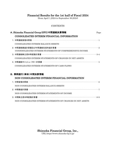 Thumbnail Shizuoka Financial Group Half-year Report 2024-h1