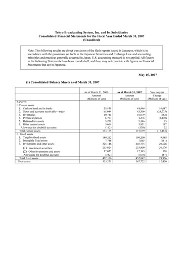 Thumbnail TBS Holdings Financial Statement fy2006
