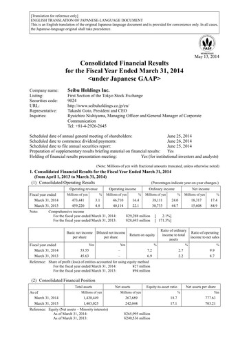 Thumbnail Seibu Holdings Financial Statement fy2013
