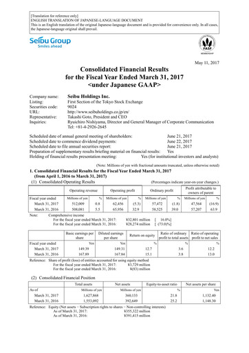 Thumbnail Seibu Holdings Financial Statement fy2016