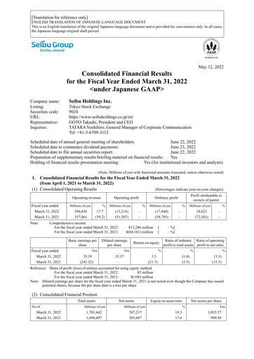 Thumbnail Seibu Holdings Financial Statement fy2021