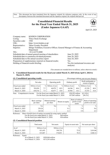 Thumbnail Kinden Corporation Financial Report 2025