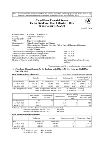 Thumbnail Kinden Corporation Financial Statement fy2026
