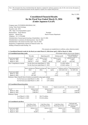 Thumbnail Fuji Media Holdings Financial Statement 2025-2026